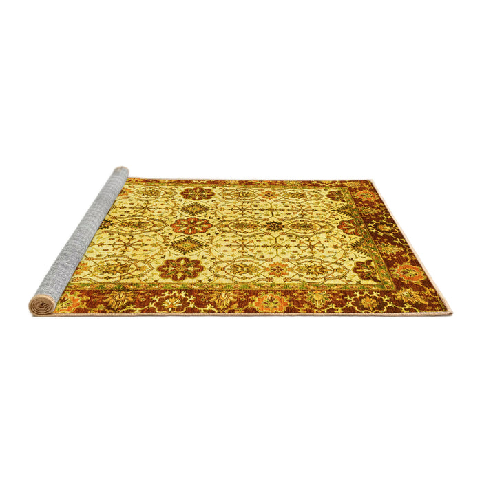 Sideview of Machine Washable Oriental Yellow Traditional Rug, wshabs3375yw