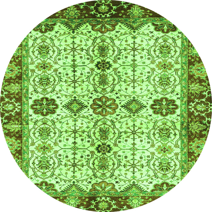 Round Oriental Green Traditional Rug, abs3375grn