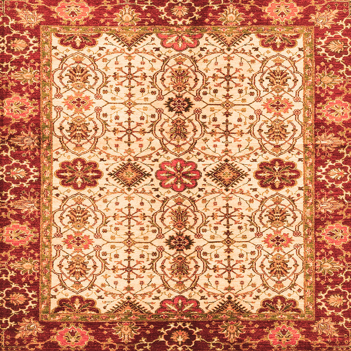 Square Oriental Orange Traditional Rug, abs3375org