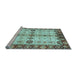 Sideview of Machine Washable Oriental Light Blue Traditional Rug, wshabs3375lblu