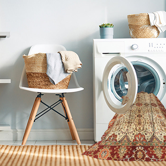 Machine Washable Abstract Yellow Rug in a Washing Machine, wshabs3375