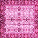 Square Machine Washable Oriental Pink Traditional Rug, wshabs3375pnk