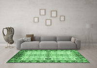 Machine Washable Oriental Emerald Green Traditional Rug, wshabs3375emgrn