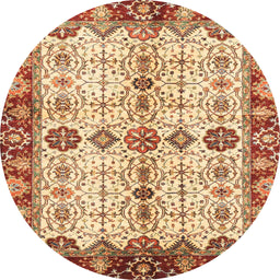 Round Abstract Yellow Oriental Rug, abs3375