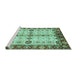 Sideview of Machine Washable Oriental Turquoise Traditional Area Rugs, wshabs3375turq