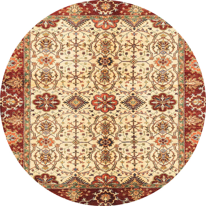 Round Machine Washable Abstract Yellow Rug, wshabs3375