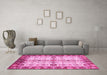 Machine Washable Oriental Pink Traditional Rug in a Living Room, wshabs3375pnk