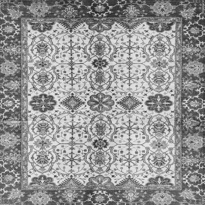 Square Machine Washable Oriental Gray Traditional Rug, wshabs3375gry