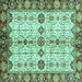 Square Machine Washable Oriental Turquoise Traditional Area Rugs, wshabs3375turq