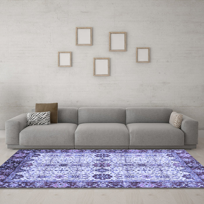 Machine Washable Oriental Blue Traditional Rug in a Living Room, wshabs3375blu