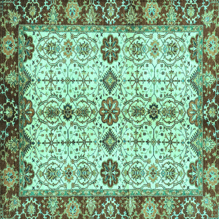 Square Oriental Turquoise Traditional Rug, abs3375turq