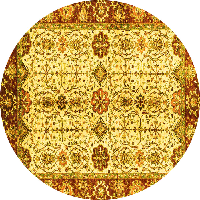Round Oriental Yellow Traditional Rug, abs3375yw