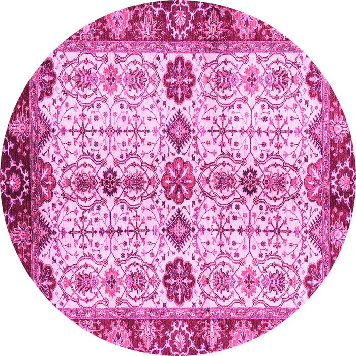 Round Oriental Pink Traditional Rug, abs3375pnk