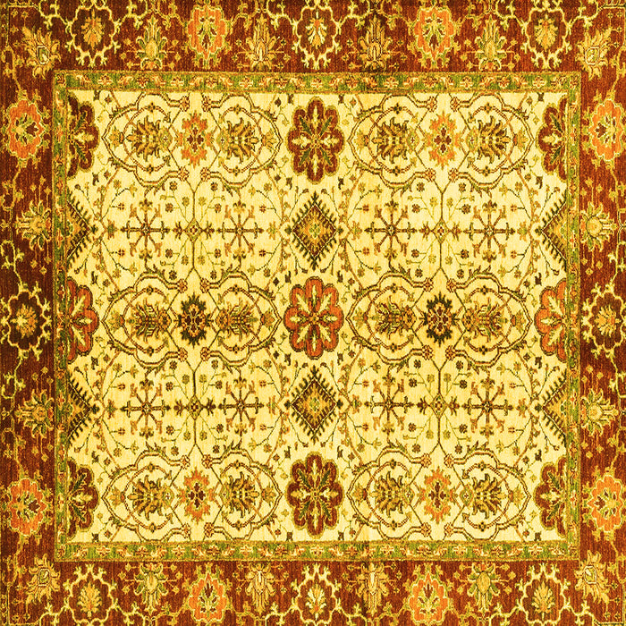 Square Oriental Yellow Traditional Rug, abs3375yw