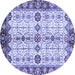 Round Machine Washable Oriental Blue Traditional Rug, wshabs3375blu