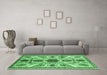 Machine Washable Abstract Emerald Green Modern Area Rugs in a Living Room,, wshabs3376emgrn