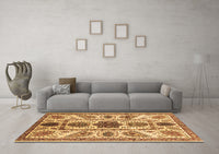 Machine Washable Abstract Brown Modern Rug, wshabs3376brn