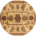 Round Abstract Brown Modern Rug, abs3376brn