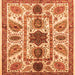 Square Machine Washable Abstract Orange Modern Area Rugs, wshabs3376org