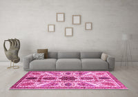 Machine Washable Abstract Pink Modern Rug, wshabs3376pnk