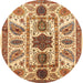 Round Abstract Yellow Modern Rug, abs3376