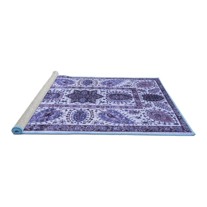Sideview of Machine Washable Abstract Blue Modern Rug, wshabs3376blu