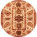 Round Abstract Orange Modern Rug, abs3376org