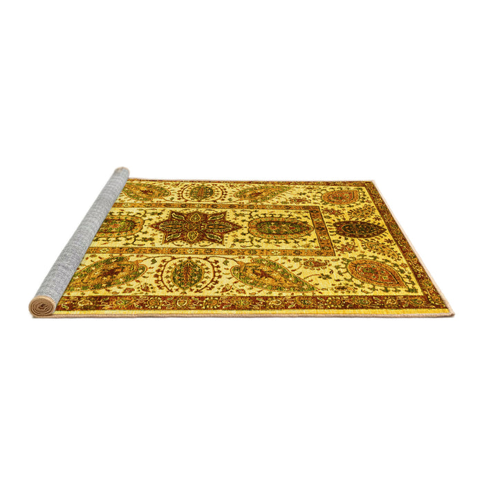 Sideview of Machine Washable Abstract Yellow Modern Rug, wshabs3376yw