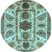 Round Abstract Light Blue Modern Rug, abs3376lblu