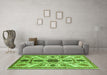 Machine Washable Abstract Green Modern Area Rugs in a Living Room,, wshabs3376grn