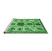 Sideview of Machine Washable Abstract Emerald Green Modern Area Rugs, wshabs3376emgrn