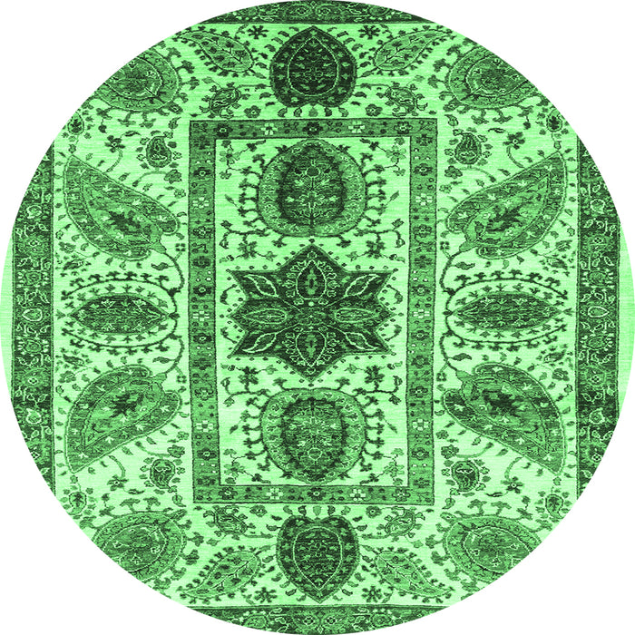 Round Abstract Emerald Green Modern Rug, abs3376emgrn