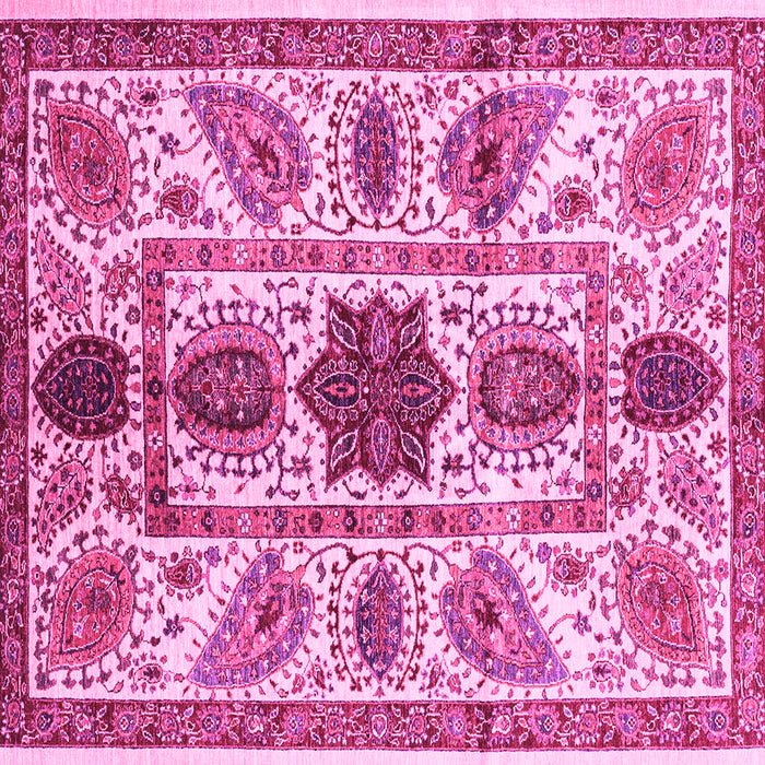 Square Machine Washable Abstract Pink Modern Rug, wshabs3376pnk