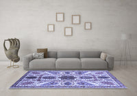 Machine Washable Abstract Blue Modern Rug, wshabs3376blu