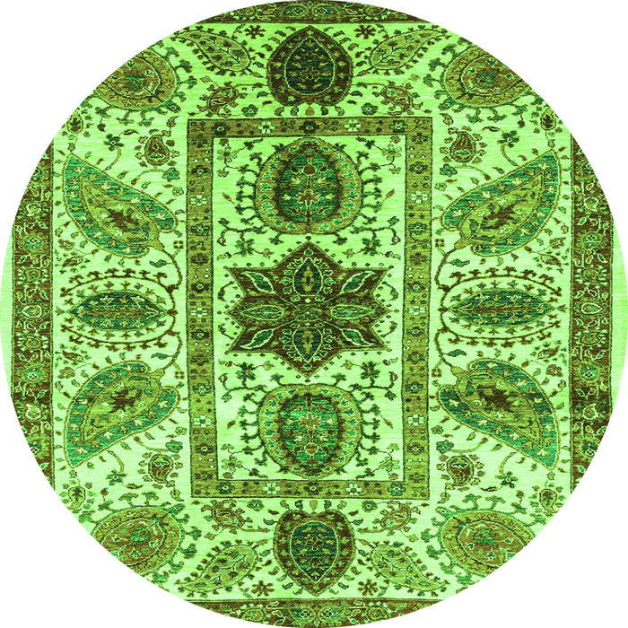 Round Abstract Green Modern Rug, abs3376grn