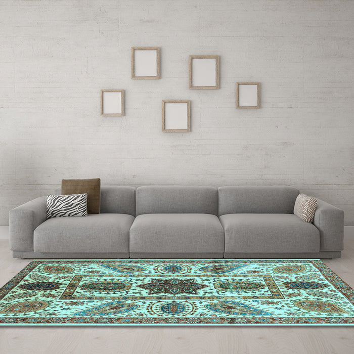 Machine Washable Abstract Light Blue Modern Rug in a Living Room, wshabs3376lblu