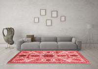 Machine Washable Abstract Red Modern Rug, wshabs3376red