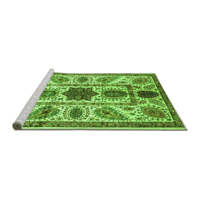 Sideview of Machine Washable Abstract Green Modern Area Rugs, wshabs3376grn