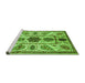 Sideview of Machine Washable Abstract Green Modern Area Rugs, wshabs3376grn