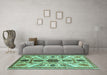 Machine Washable Abstract Turquoise Modern Area Rugs in a Living Room,, wshabs3376turq