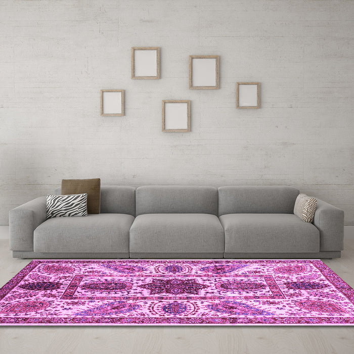 Machine Washable Abstract Purple Modern Area Rugs in a Living Room, wshabs3376pur