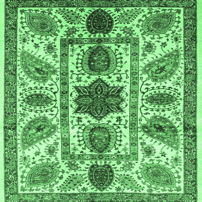 Square Abstract Emerald Green Modern Rug, abs3376emgrn