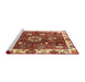 Sideview of Machine Washable Abstract Tomato Red Rug, wshabs3377