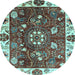 Round Machine Washable Abstract Light Blue Modern Rug, wshabs3377lblu