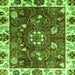 Square Machine Washable Abstract Green Modern Area Rugs, wshabs3377grn