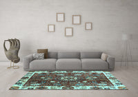 Machine Washable Abstract Light Blue Modern Rug, wshabs3377lblu