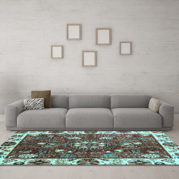 Machine Washable Abstract Light Blue Modern Rug in a Living Room, wshabs3377lblu