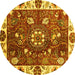 Round Machine Washable Abstract Yellow Modern Rug, wshabs3377yw