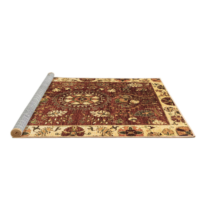 Sideview of Machine Washable Abstract Brown Modern Rug, wshabs3377brn