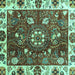 Square Abstract Turquoise Modern Rug, abs3377turq